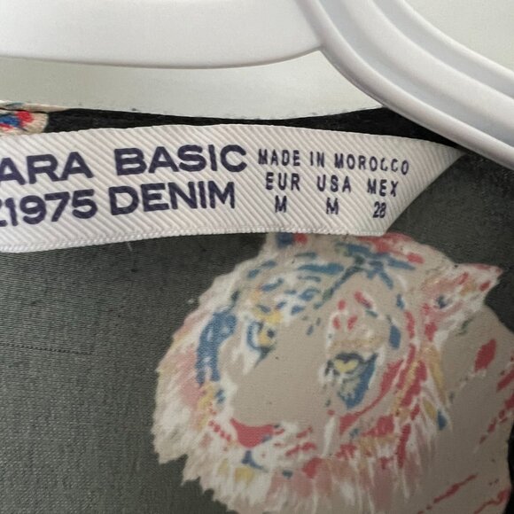 Zara tiger print black satin cuffed  long sleeves dress size medium - Picture 10 of 10